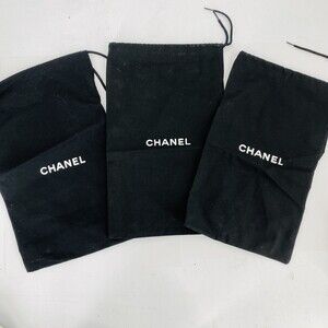 3 - Chanel Black Drawstring Dust Bags Dustcovers Size 12x8" Canvas Cotton